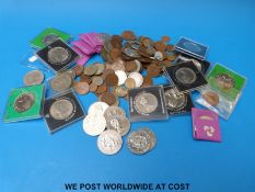 A quantity of coins to include commemorative coins,