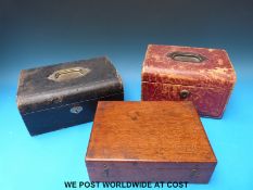 Two vintage jewellery boxes and a wooden cigar box