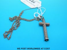 An unusual white metal propelling pencil in the form of a crucifix by S Mordan & Co with chain