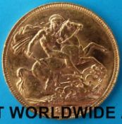 A cased 1899 Victoria veiled head gold full sovereign,