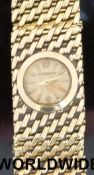 Jaeger-LeCoultre 9ct gold ladies wristwatch on integral 9ct bracelet, case diameter 16mm, 41g,