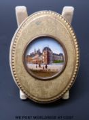 A Victorian grand tour souvenir pin cushion with a central plaque 'Hotel de Ville' 5.