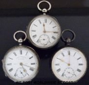 Three silver pocket watches