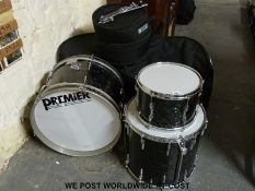A Premier drum kit in soft cases,