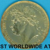 An 1821 George IV gold full sovereign,