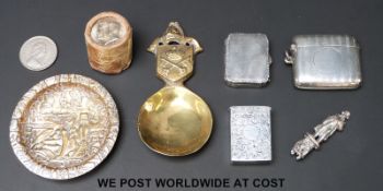A Victorian hallmarked silver and agate vesta and a further silver vesta,