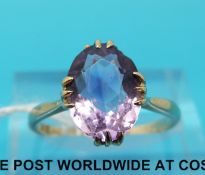 A 9ct gold ring set with an oval amethyst (size O)