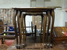 A mahogany nest of three tables with cabriole legs (H58cm)