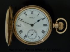 A gold plated Waltham full hunter cased pocket watch