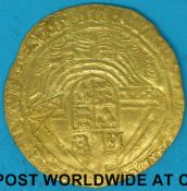 A gold Angel, some legend clipping but thought to be Henry VIII.