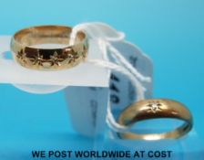 Two 9ct gold rings,