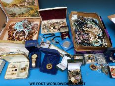 A collection of jewellery to include millefiori necklace, beads, earrings including silver,