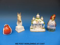 Two Royal Crown Derby paperweights 'Green Winged Teal' and a 'Robin' together with a Royal