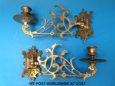 Two 19thC pierced brass wall sconces