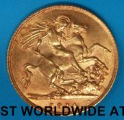 A 1914 Edward VII gold half sovereign
