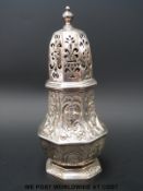 A George I Britannia standard hallmarked silver octagonal sugar caster Ldn 1716 maker Samuel Welder,