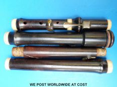 Thomas Prowse junior (active 1834-1868) London, hardwood and ivory flute with brass mounts,