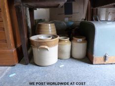 A collection of stoneware jars including Pickup & Co,