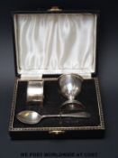 A cased hallmarked silver egg cup,