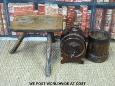 An 18th/19thC elm and yew stool,