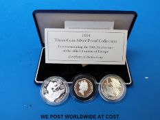 The 1994 three coin silver proof collection commemorating the 50th Anniversary of the Allied