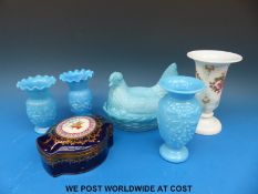 A Sevres style box with hinged lid,