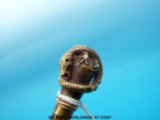 A gold mounted riding crop, the knop with jewelled lizard by Callow Junior,