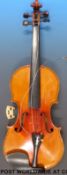 A 20thC violin labelled L.H.F with Lyre label, (35.