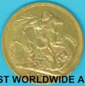 A cased 1871 Victoria young head gold full sovereign,
