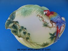 A Franz porcelain large figural parrot plate (42cm long)