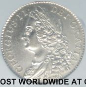 A 1745 George II near EF LIMA shilling in NGC coin capsule seal