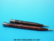 Two Morton marbled propelling pencils with white metal mounts