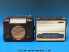 Two bakelite radios, one a cream PYE,