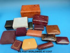A collection of vintage jewellery boxes to include tooled calf leather example