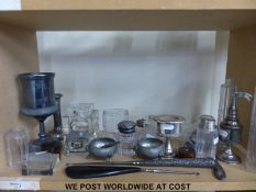 Hallmarked silver-mounted glass items,