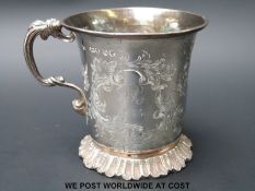 A hallmarked silver Victorian christening cup, London 1842,