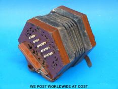 A two and a half row, twenty six bone button Lachenal Anglo concertina five fold bellows, reg. no.