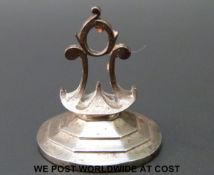 A large 18thC cut steel armorial fob with Latin inscription 'Caudet Virtus Tentamine', 3.