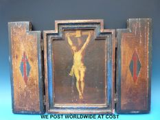 A triptych icon by repute brought back from Russia in 1946-47 (29cm tall)