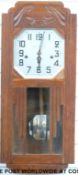 A three train Art Deco wall clock with Westminster chime on eight rods,