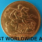 An 1874 Victoria young head gold full sovereign,