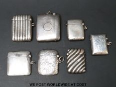Seven various hallmarked silver vesta cases (160g)