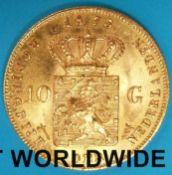 A Willem the third 1875 Dutch 10g gold coin (6.