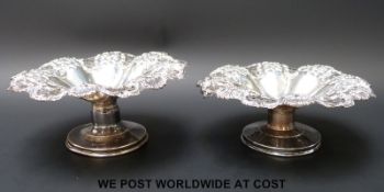 A pair of Walker & Hall hallmarked silver pedestal bon bon dishes, B/ham 1908 maker Walker & Hall,