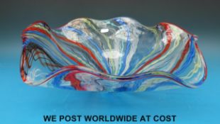A large handmade glass bowl maximum diameter 46cm