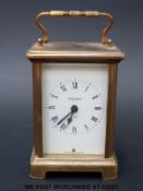 A brass cased Bayard carriage clock with keyless movement