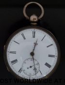 A gentleman's silver cased open face pocket watch hallmarked London 1874,