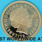 A cased presentation millennium proof gold full sovereign with certificate 9563