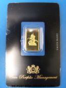 A cased 24ct gold St George and the Dragon ingot (2.