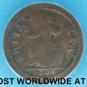 A Queen Anne 1714 copper farthing,